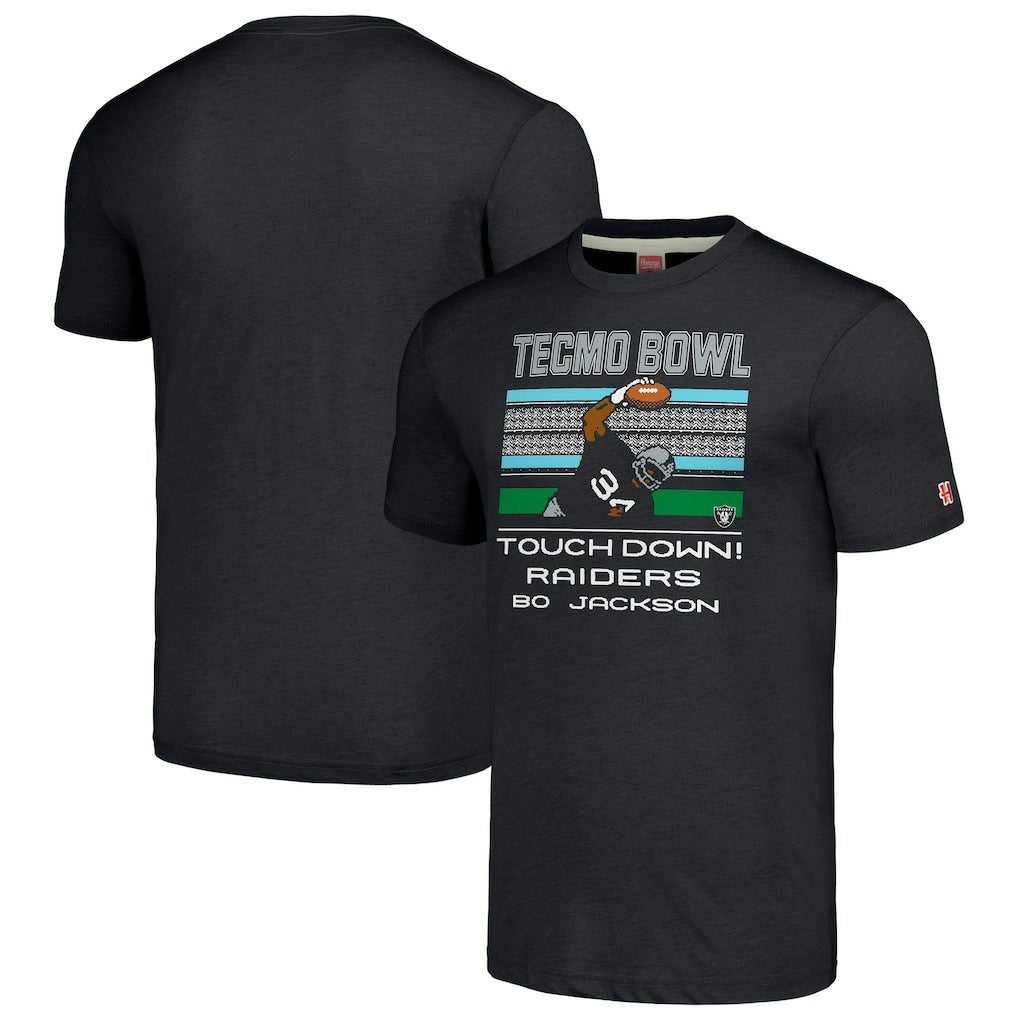 Bo Jackson Las Vegas Raiders Homage Unisex Tecmo Bowl Retired Player Graphic Tri-Blend T-Shirt Charcoal | NFL