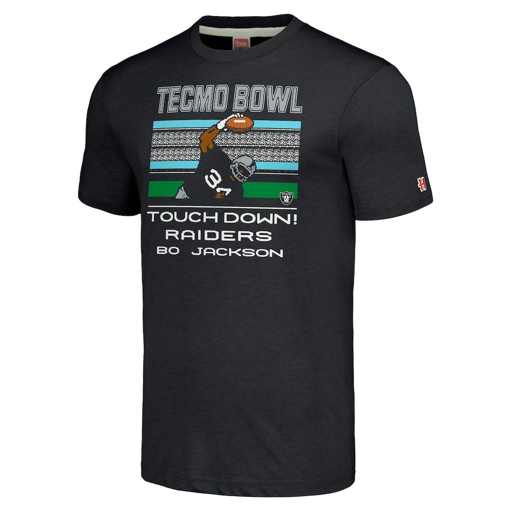 Bo Jackson Las Vegas Raiders Homage Unisex Tecmo Bowl Retired Player Graphic Tri-Blend T-Shirt Charcoal | NFL