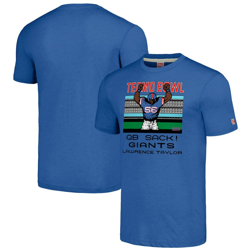 Lawrence Taylor New York Giants Homage Unisex Tecmo Bowl Retired Player Graphic Tri-Blend T-Shirt Royal | NFL