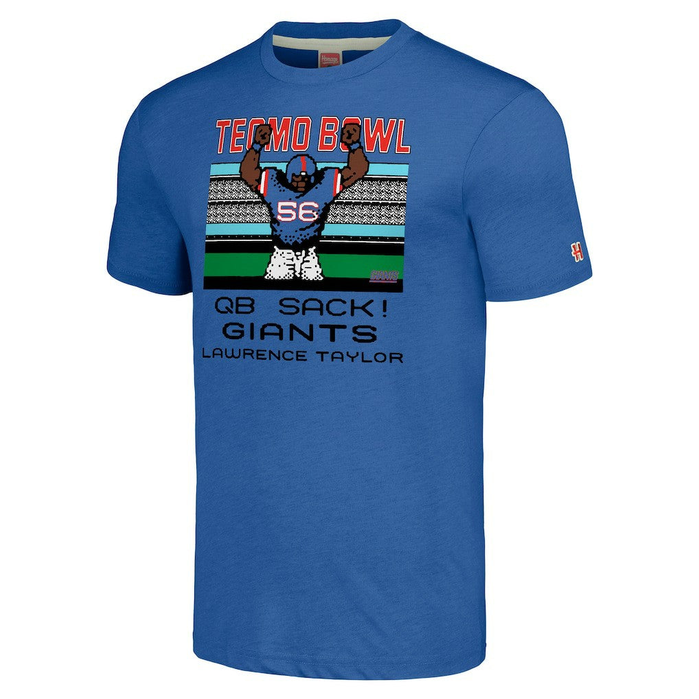 Lawrence Taylor New York Giants Homage Unisex Tecmo Bowl Retired Player Graphic Tri-Blend T-Shirt Royal | NFL