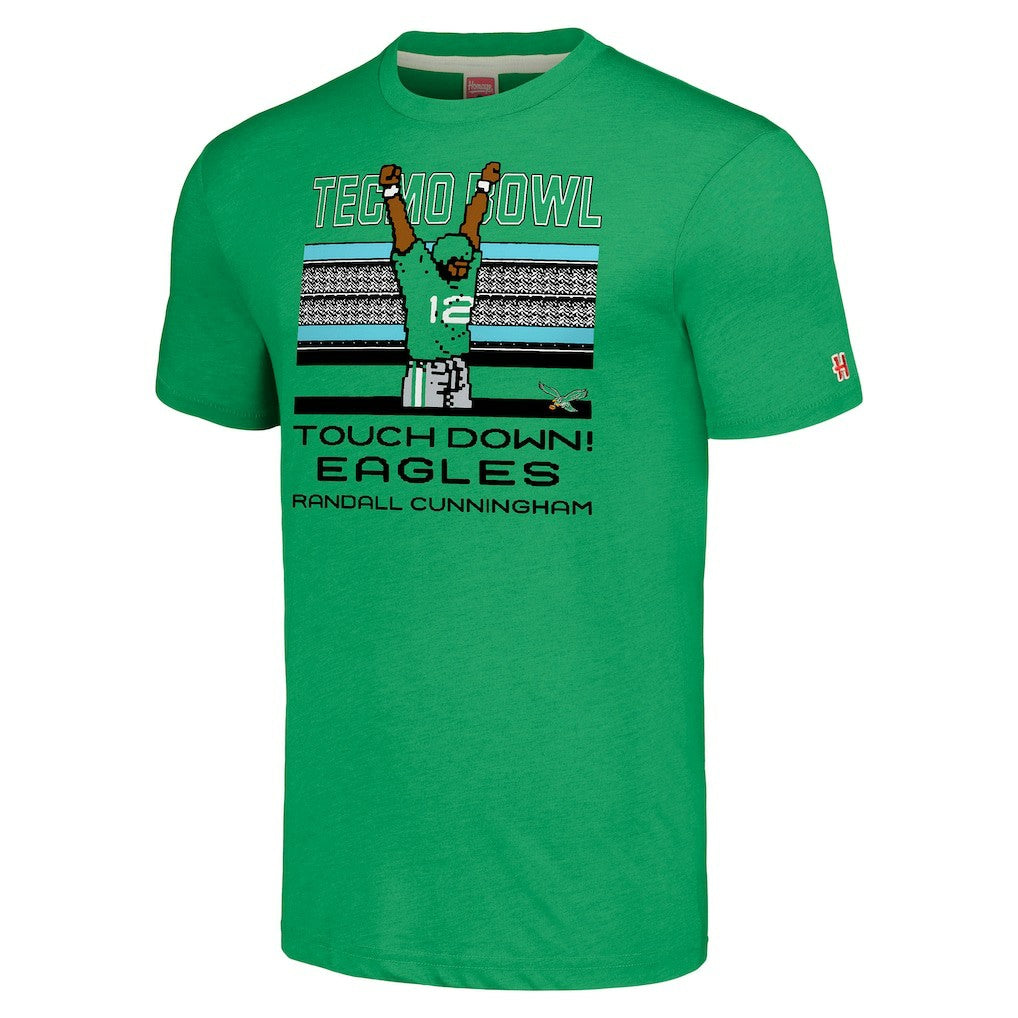 Randall Cunningham Philadelphia Eagles Homage Unisex Tecmo Bowl Retired Player Graphic Tri-Blend T-Shirt Kelly Green | NFL