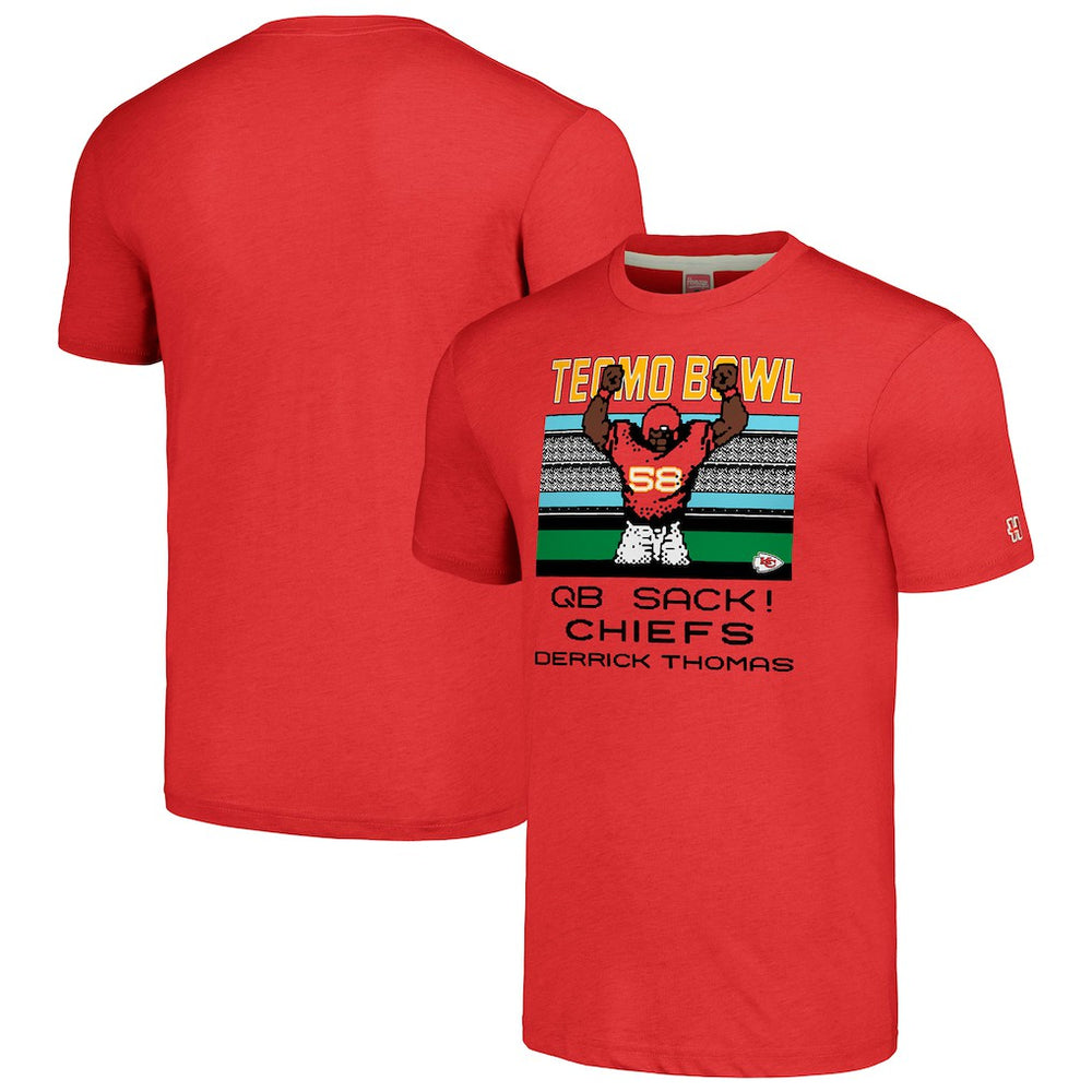 Derrick Thomas Kansas City Chiefs Homage Unisex Tecmo Bowl Retired Player Graphic Tri-Blend T-Shirt Red | NFL