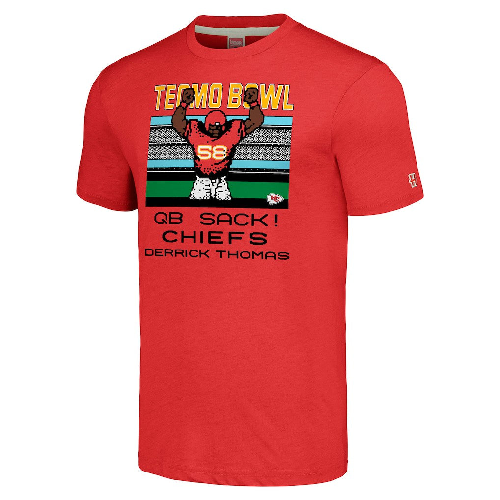 Derrick Thomas Kansas City Chiefs Homage Unisex Tecmo Bowl Retired Player Graphic Tri-Blend T-Shirt Red | NFL