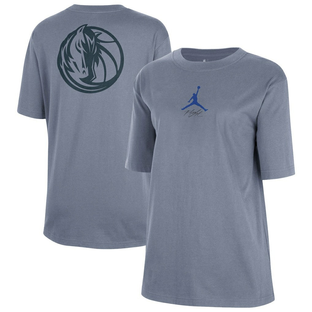 Dallas Mavericks Jordan Brand Women's Courtside Statement Edition Boyfriend T-Shirt Ash - NBA