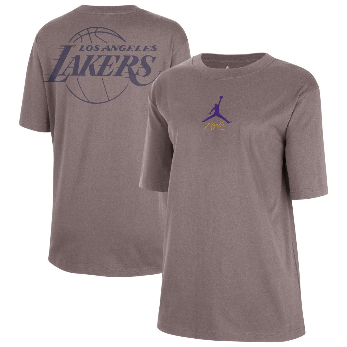 Los Angeles Lakers Jordan Brand Women's Courtside Statement Edition Boyfriend T-Shirt Charcoal - NBA