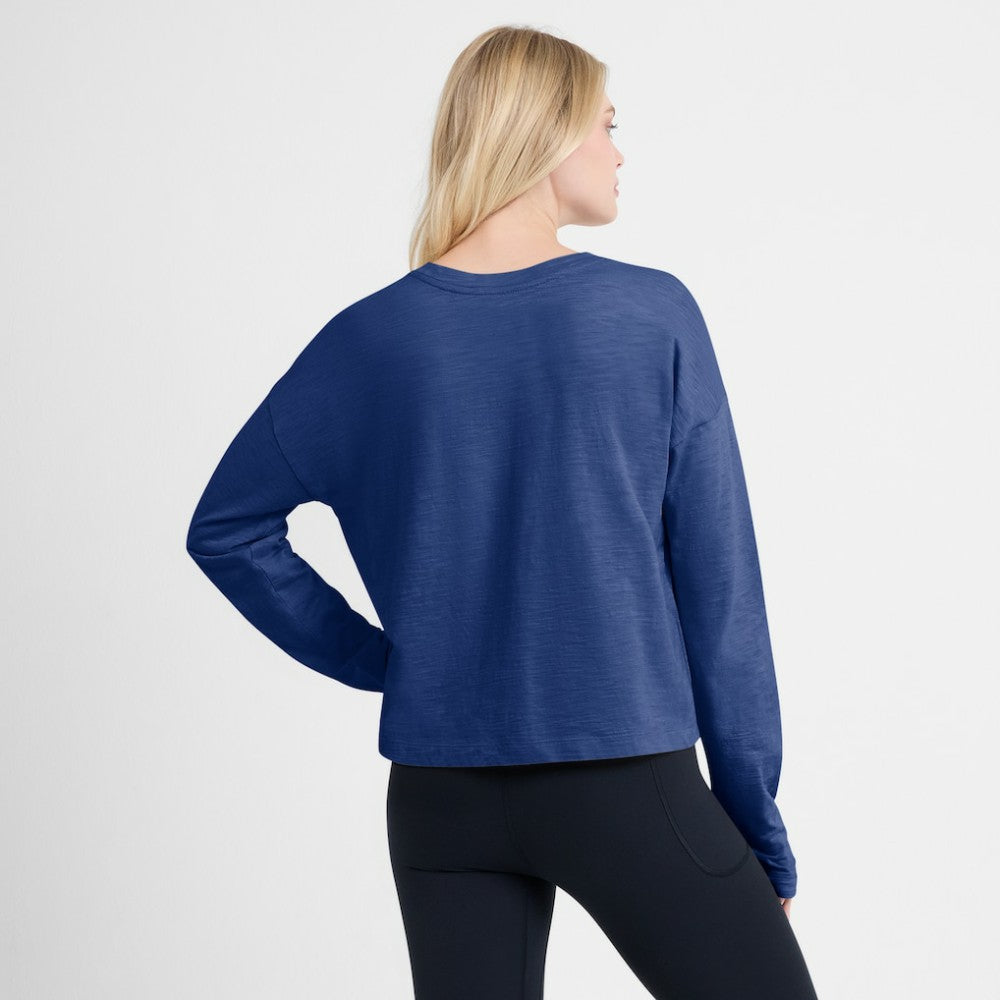 Toronto Maple Leafs Fanatics Women's Oversized All Out Effort Long Sleeve Henley T-Shirt - Blue - NHL