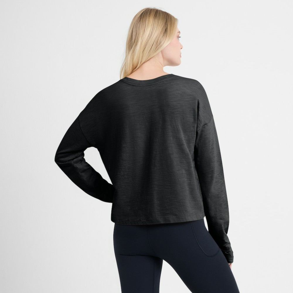 Pittsburgh Penguins Fanatics Women's Oversized All Out Effort Long Sleeve Henley T-Shirt - Black - NHL