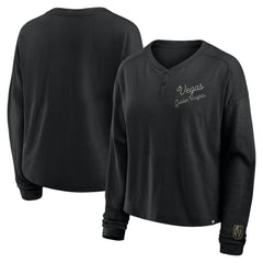 Vegas Golden Knights Fanatics Women's Oversized All Out Effort Long Sleeve Henley T-Shirt - Black - NHL