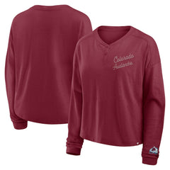 Colorado Avalanche Fanatics Women's Oversized All Out Effort Long Sleeve Henley T-Shirt - Burgundy - NHL