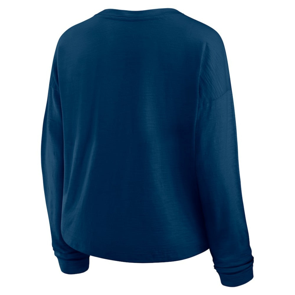 Seattle Kraken Fanatics Women's Oversized All Out Effort Long Sleeve Henley T-Shirt - Deep Sea Blue - NHL