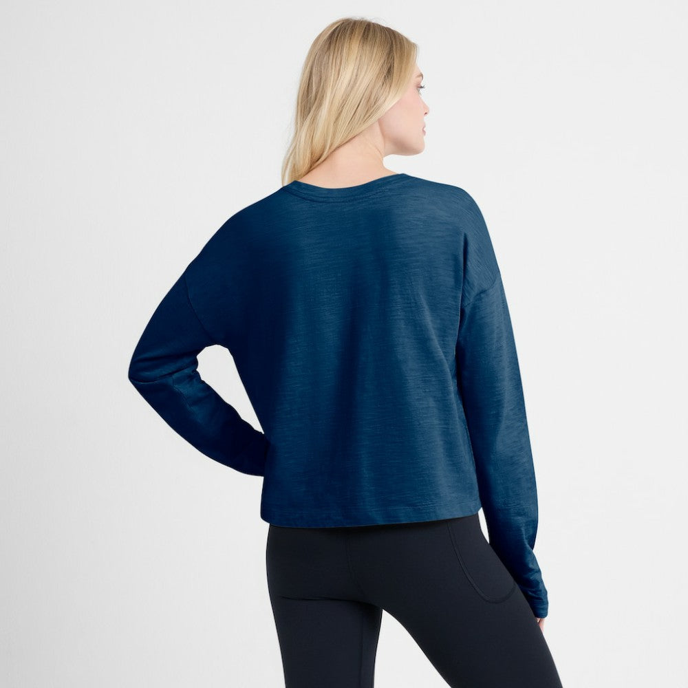 Seattle Kraken Fanatics Women's Oversized All Out Effort Long Sleeve Henley T-Shirt - Deep Sea Blue - NHL