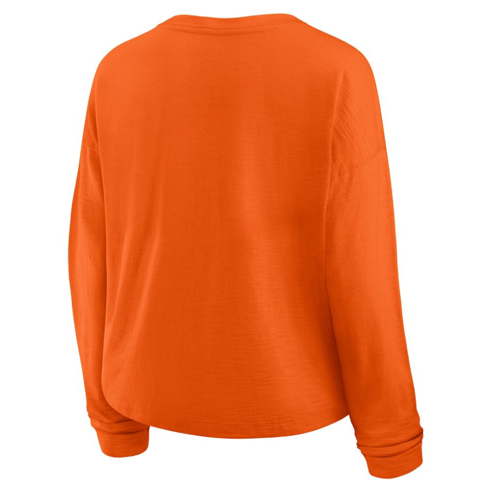 Philadelphia Flyers Fanatics Women's Oversized All Out Effort Long Sleeve Henley T-Shirt - Orange - NHL