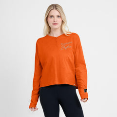 Philadelphia Flyers Fanatics Women's Oversized All Out Effort Long Sleeve Henley T-Shirt - Orange - NHL