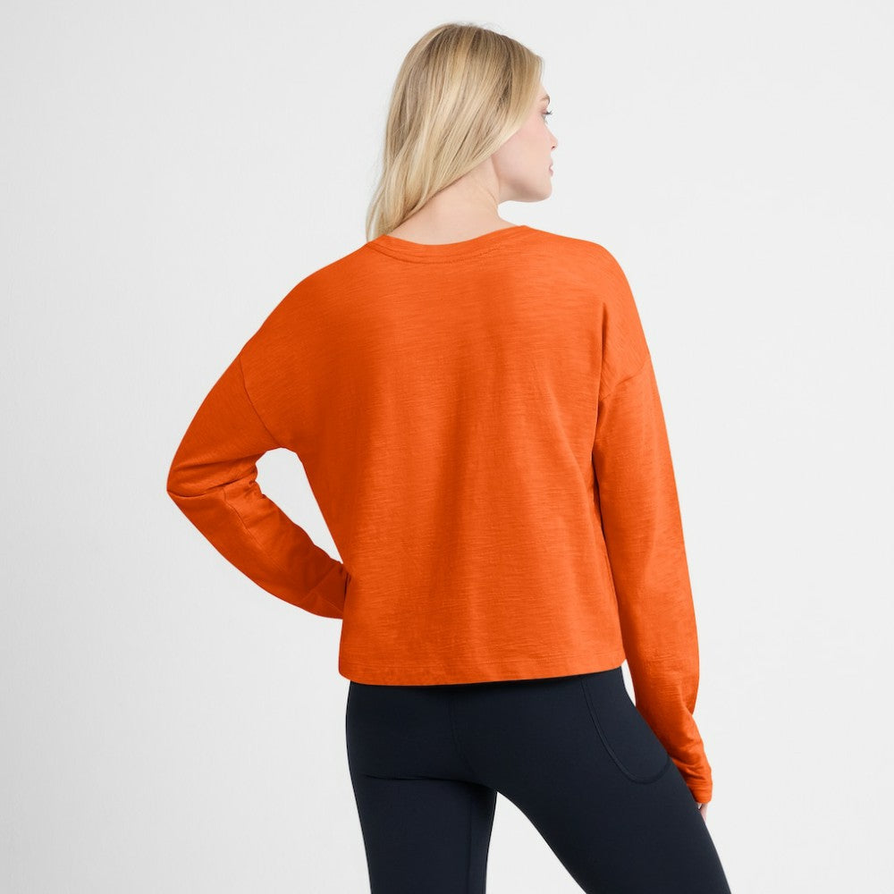 Philadelphia Flyers Fanatics Women's Oversized All Out Effort Long Sleeve Henley T-Shirt - Orange - NHL