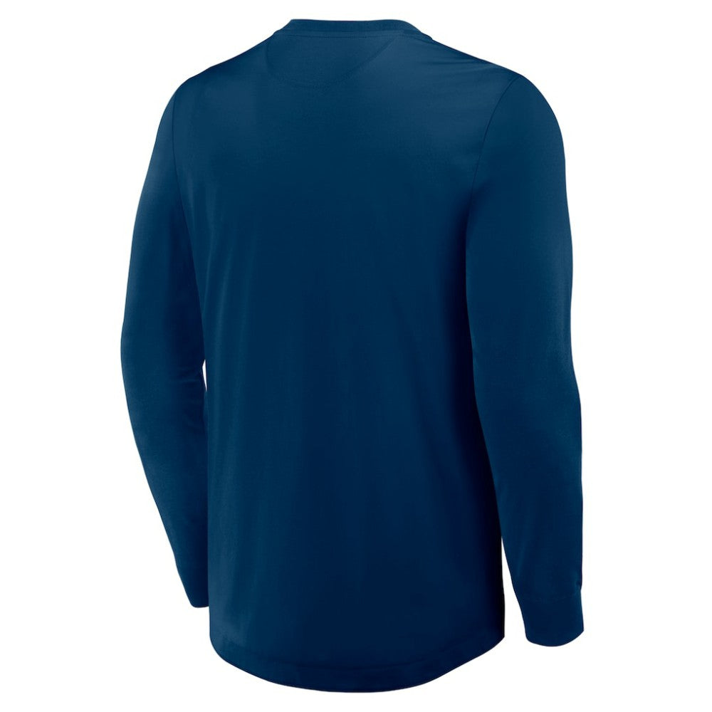 Seattle Kraken Fanatics Adrenaline Push Long Sleeve Henley Shirt - Deep Sea Blue - NHL