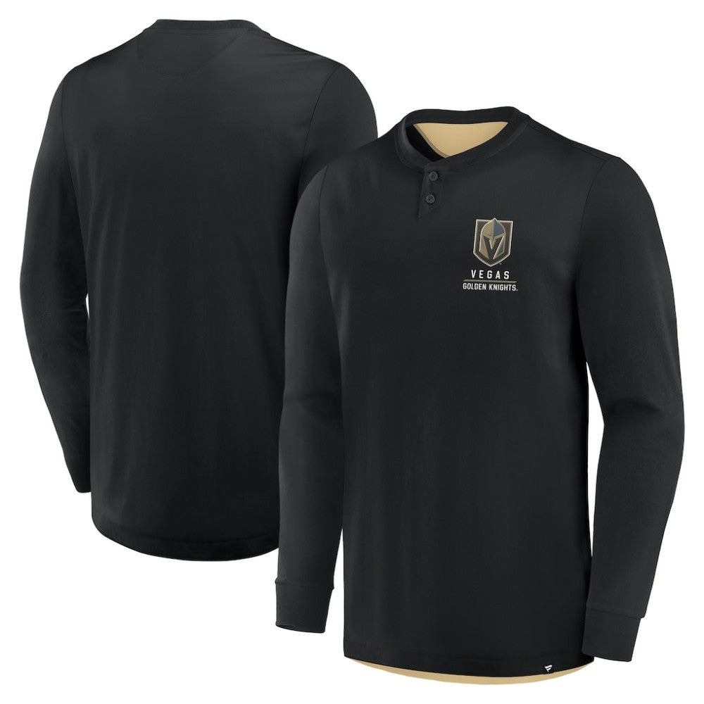 Vegas Golden Knights Fanatics Adrenaline Push Long Sleeve Henley Shirt - Black - NHL