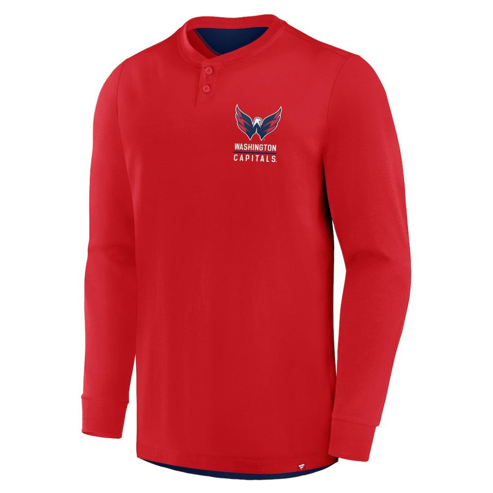 Washington Capitals Fanatics Adrenaline Push Long Sleeve Henley Shirt - Red - NHL