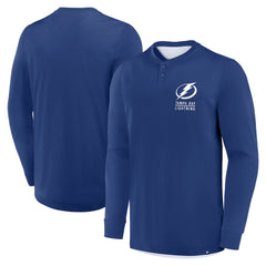 Tampa Bay Lightning Fanatics Adrenaline Push Long Sleeve Henley Shirt - Blue - NHL