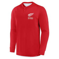 Detroit Red Wings Fanatics Adrenaline Push Long Sleeve Henley Shirt - Red - NHL