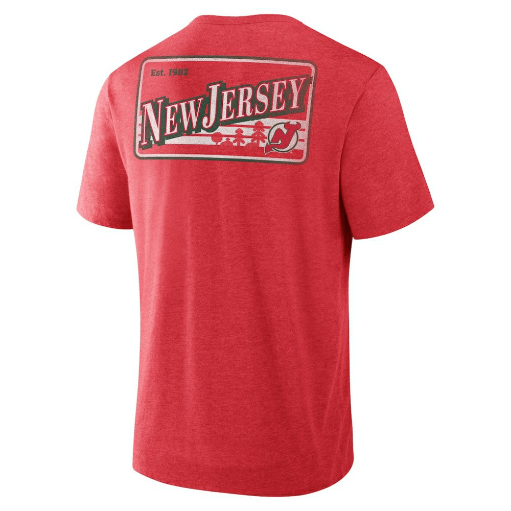 New Jersey Devils Fanatics Fan Lanes Tri-Blend T-Shirt - Heather Red - NHL