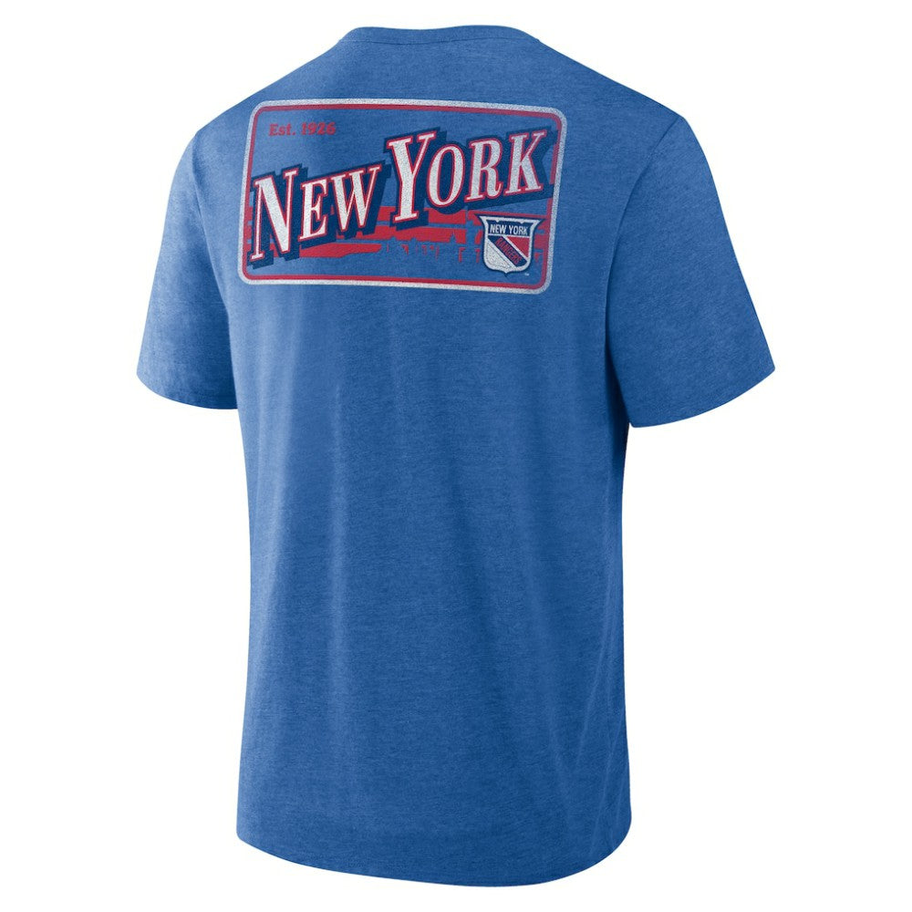 New York Rangers Fanatics Fan Lanes Tri-Blend T-Shirt - Heather Blue - NHL