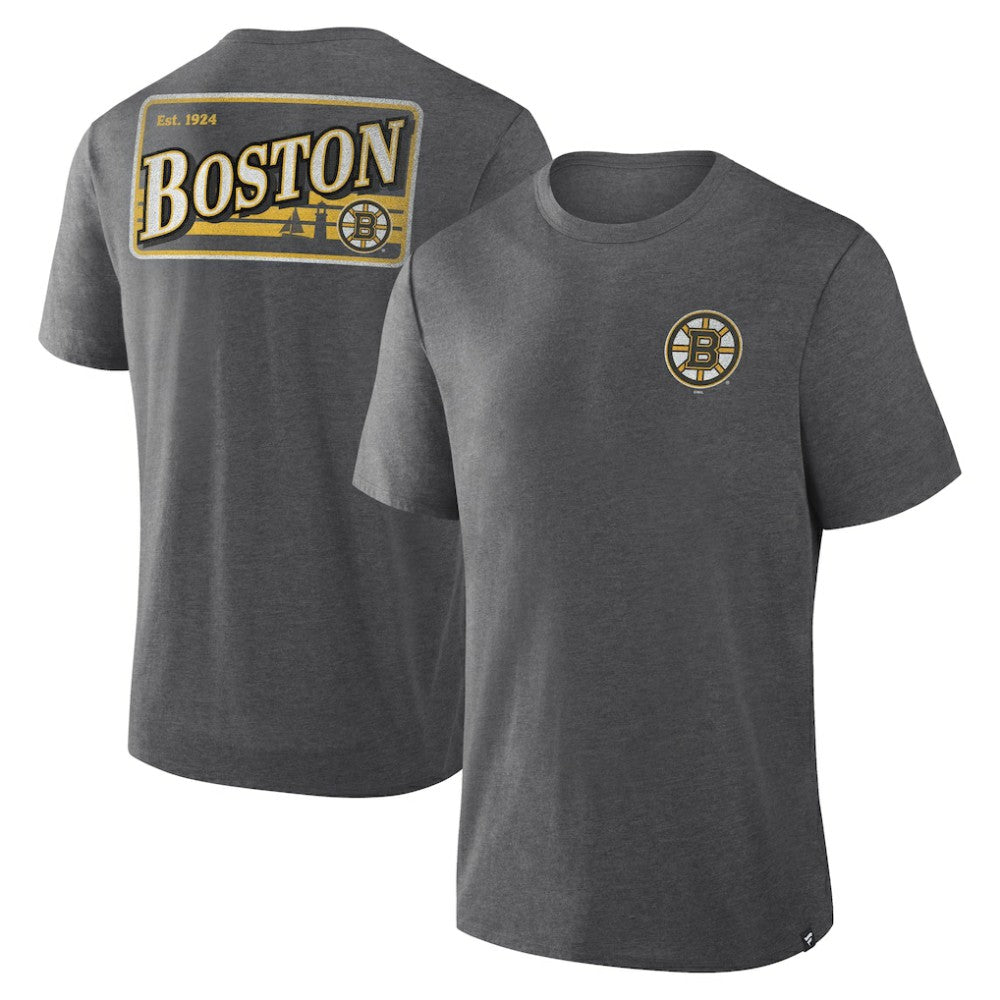 Boston Bruins Fanatics Fan Lanes Tri-Blend T-Shirt - Heather Charcoal - NHL