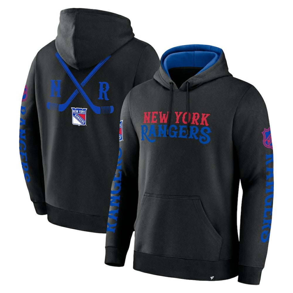 New York Rangers Fanatics Big City Legacy Fleece Pullover Hoodie - Black - NHL