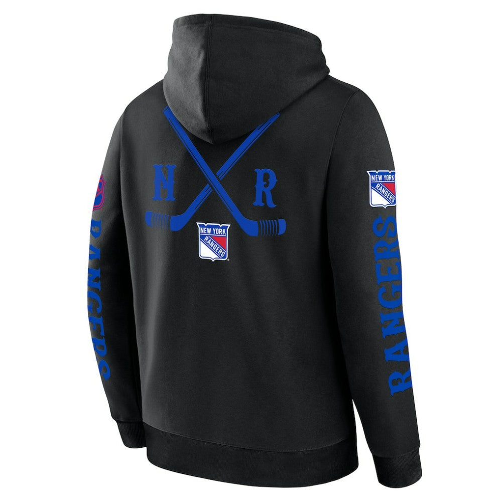 New York Rangers Fanatics Big City Legacy Fleece Pullover Hoodie - Black - NHL