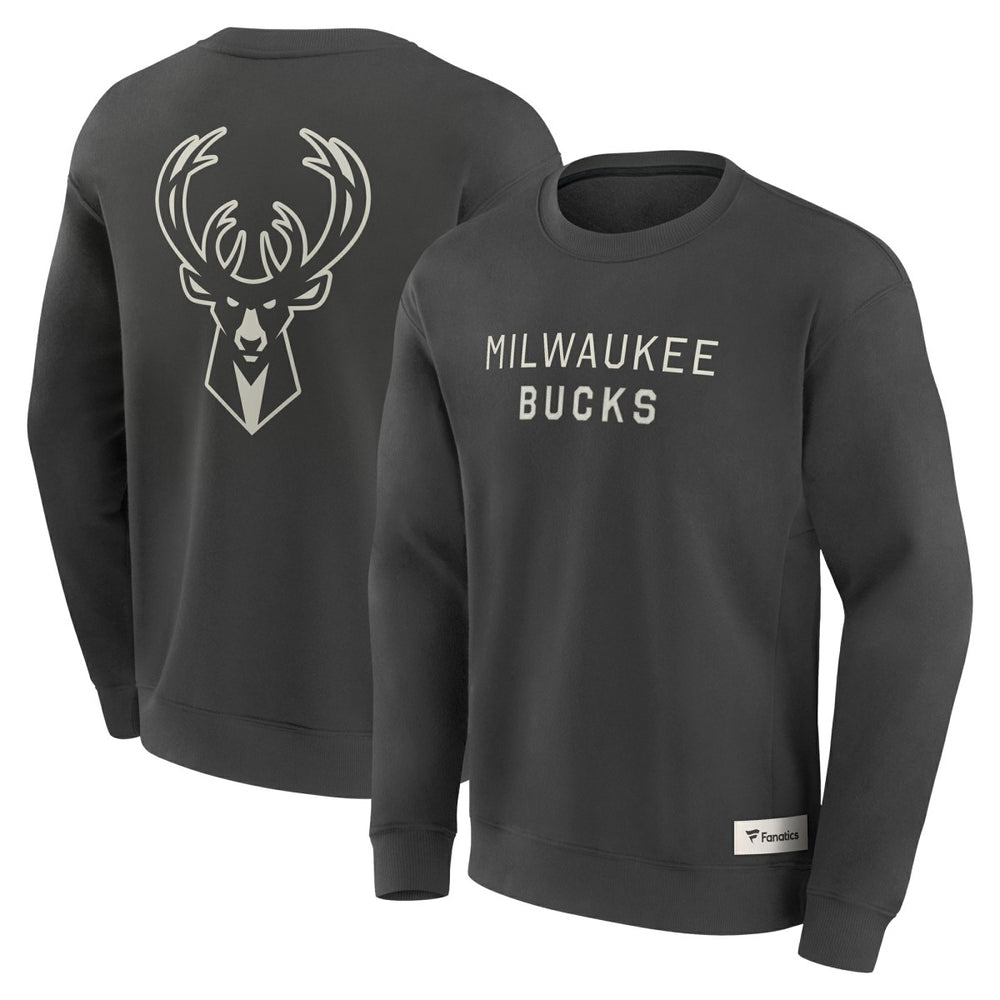 Milwaukee Bucks Elements Future Ground Lettering Pullover Sweatshirt Gray - NBA