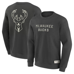 Milwaukee Bucks Elements Future Ground Lettering Pullover Sweatshirt Gray - NBA