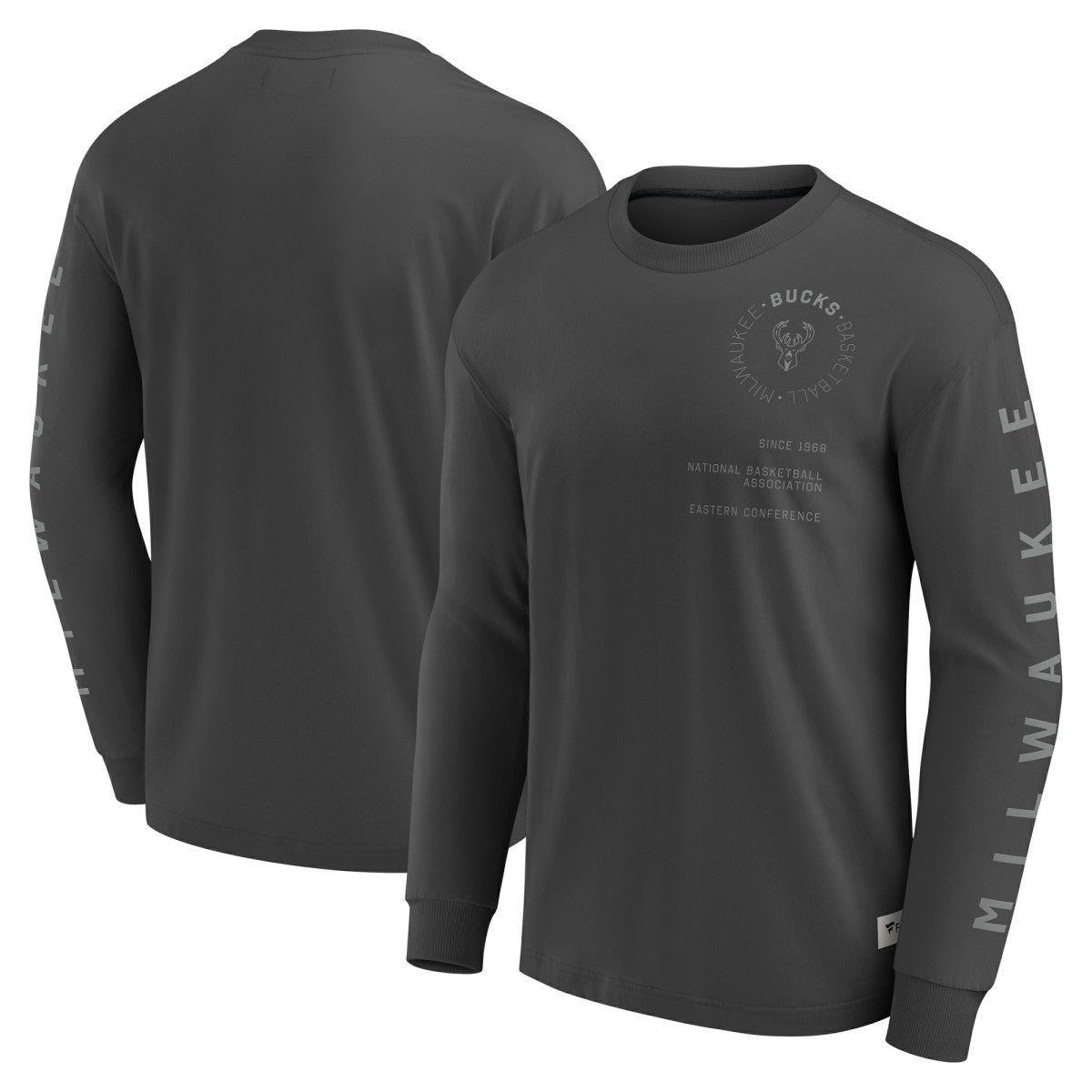 Milwaukee Bucks Elements Future Ground Tonal Info Long Sleeve T-Shirt Gray - NBA