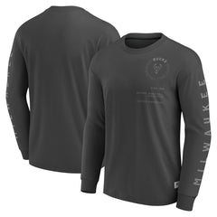 Milwaukee Bucks Elements Future Ground Tonal Info Long Sleeve T-Shirt Gray - NBA