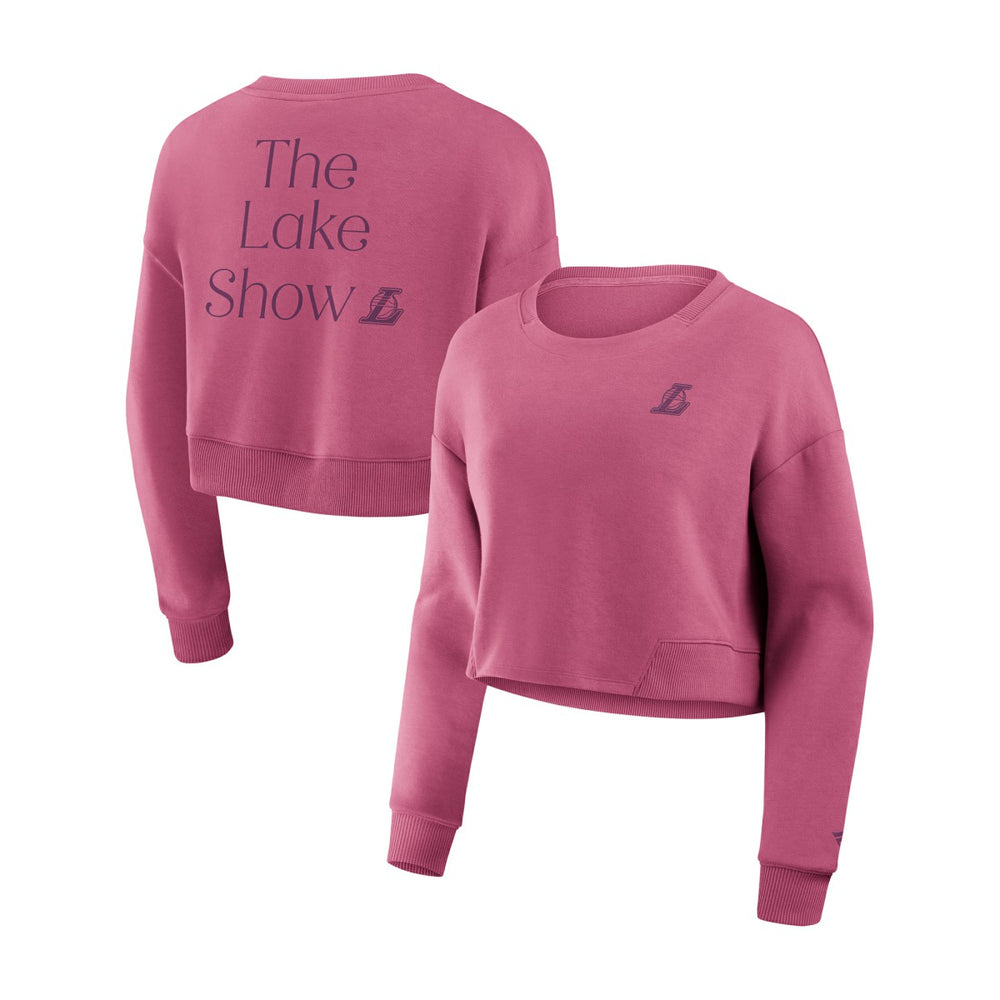 Los Angeles Lakers Women's Studio Tri-Blend Cropped Pullover Sweatshirt Pink - NBA
