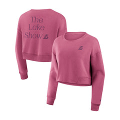Los Angeles Lakers Women's Studio Tri-Blend Cropped Pullover Sweatshirt Pink - NBA