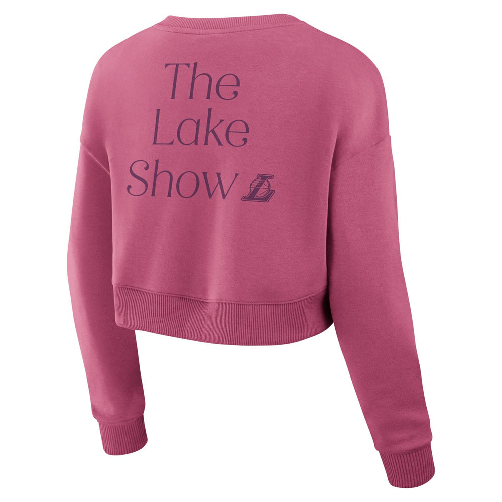 Los Angeles Lakers Women's Studio Tri-Blend Cropped Pullover Sweatshirt Pink - NBA