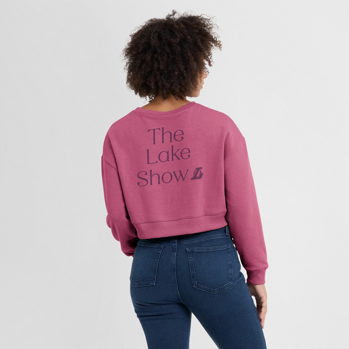 Los Angeles Lakers Women's Studio Tri-Blend Cropped Pullover Sweatshirt Pink - NBA