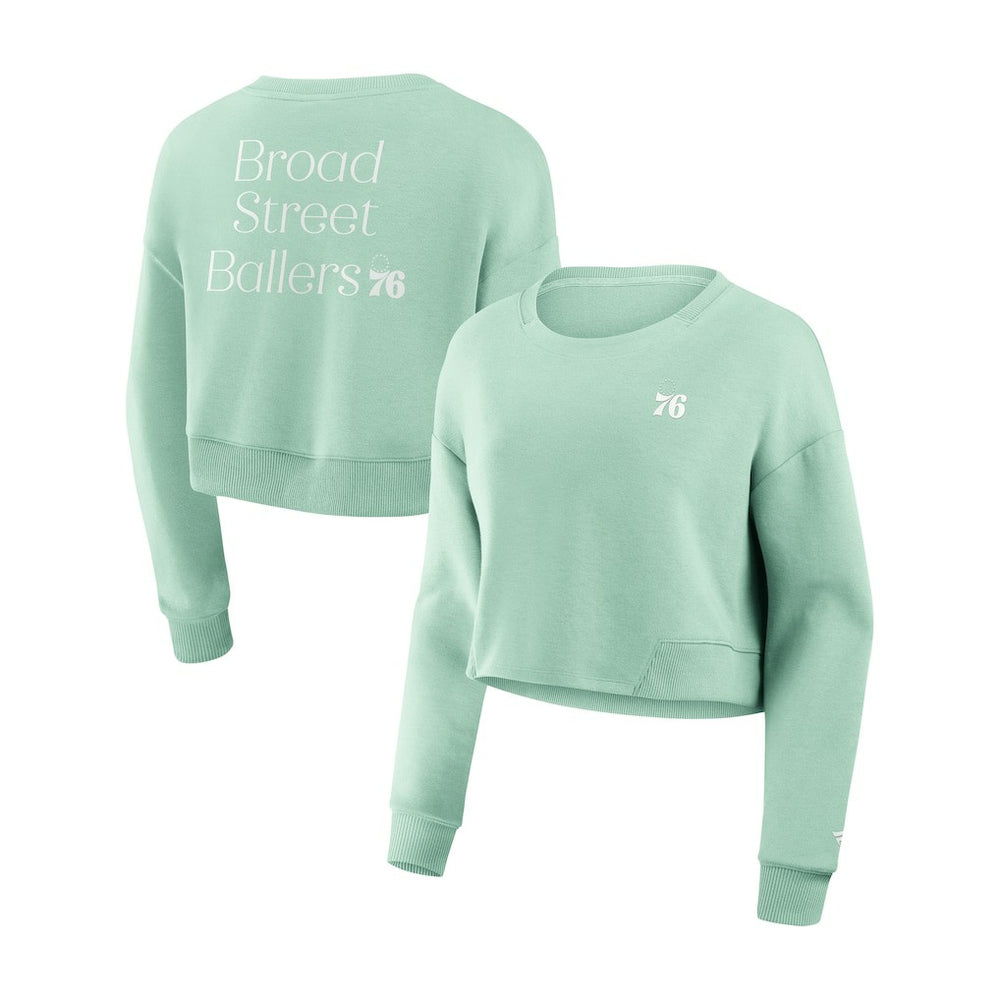 Philadelphia 76ers Women's Studio Tri-Blend Cropped Pullover Sweatshirt Mint - NBA