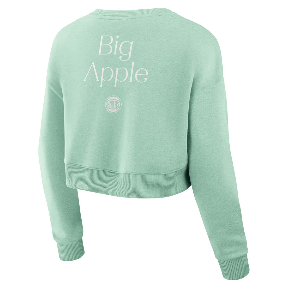 New York Knicks Women's Studio Tri-Blend Cropped Pullover Sweatshirt Mint - NBA