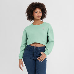 New York Knicks Women's Studio Tri-Blend Cropped Pullover Sweatshirt Mint - NBA