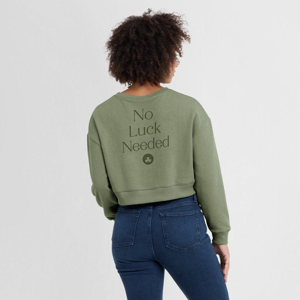 Boston Celtics Women's Studio Tri-Blend Cropped Pullover Sweatshirt Olive - NBA