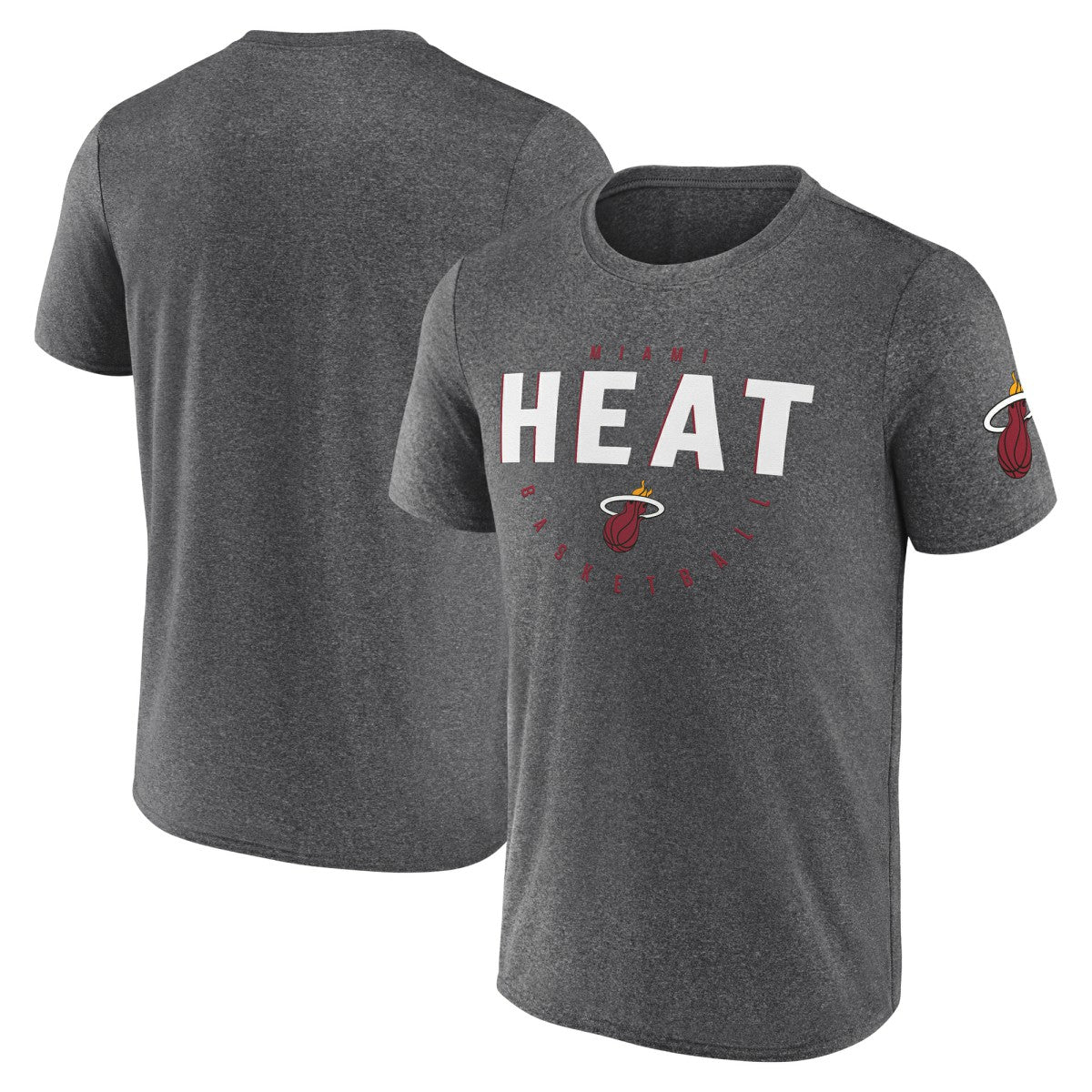 Miami Heat Logo Athletic Block Practice Performance T-Shirt Heather Charcoal - NBA