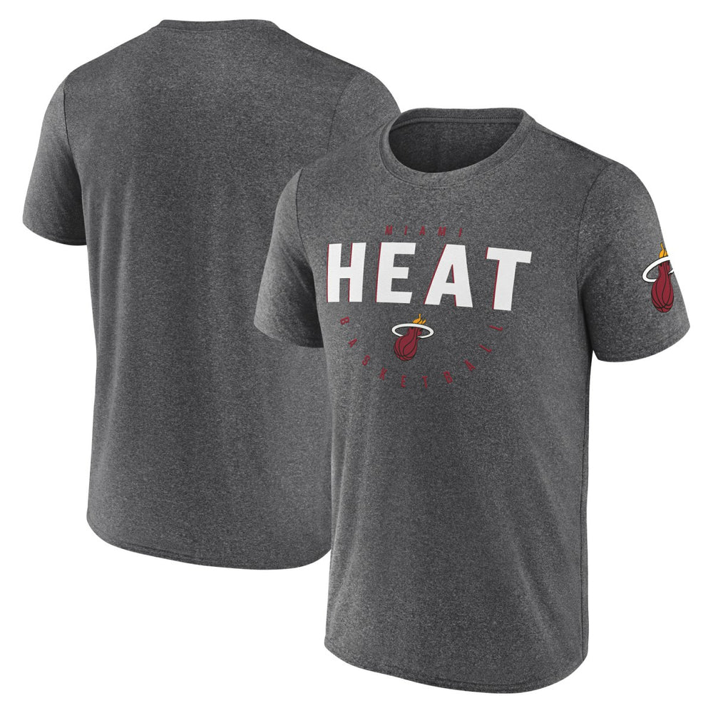 Miami Heat Logo Athletic Block Practice Performance T-Shirt Heather Charcoal - NBA