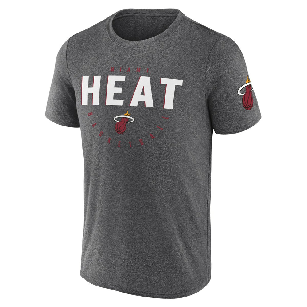 Miami Heat Logo Athletic Block Practice Performance T-Shirt Heather Charcoal - NBA