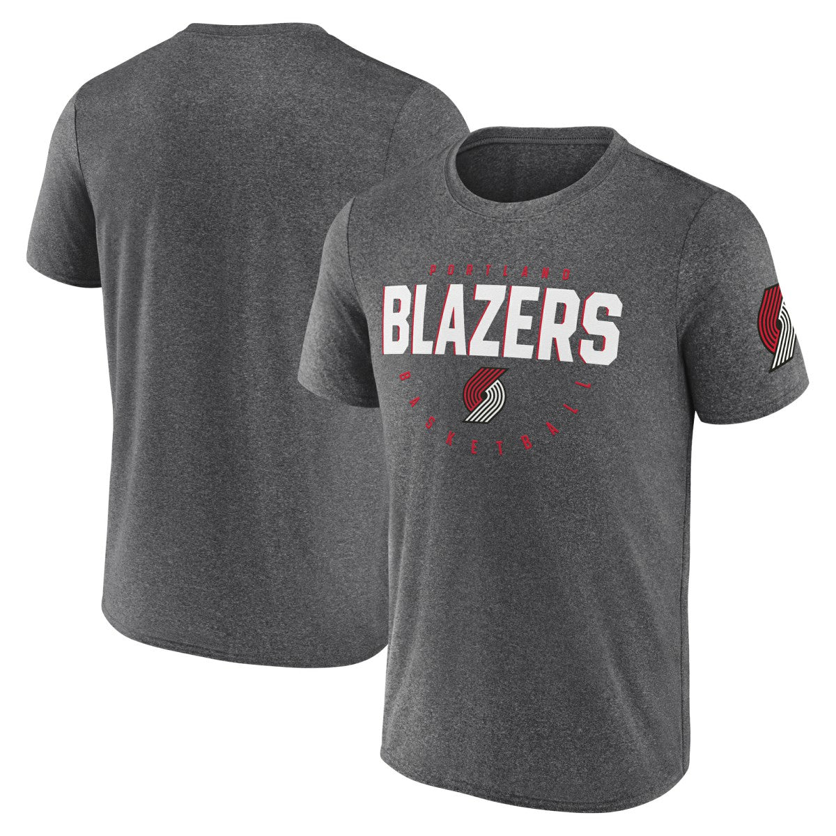 Portland Trail Blazers Logo Athletic Block Practice Performance T-Shirt Heather Charcoal - NBA