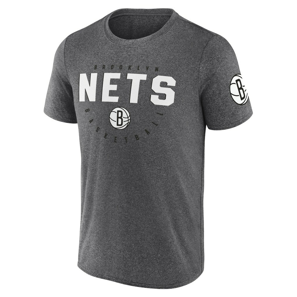 Brooklyn Nets Logo Athletic Block Practice Performance T-Shirt Heather Charcoal - NBA