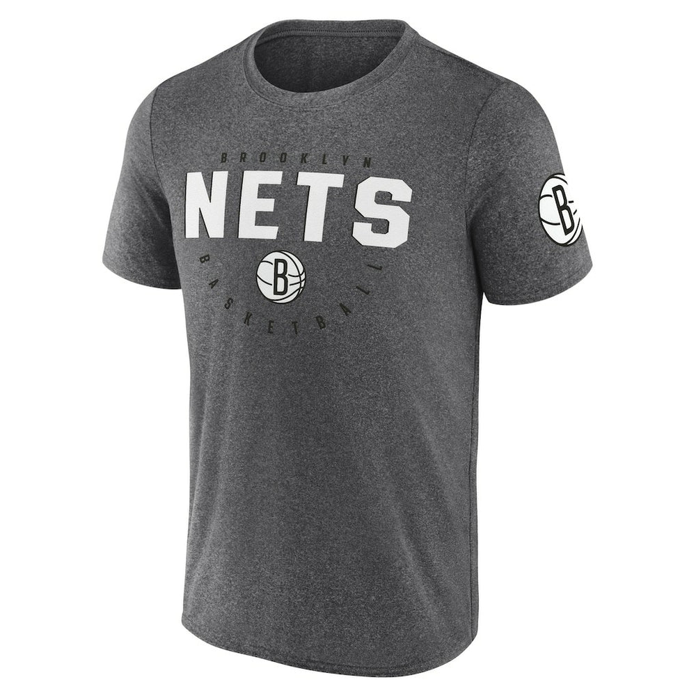 Brooklyn Nets Logo Athletic Block Practice Performance T-Shirt Heather Charcoal - NBA