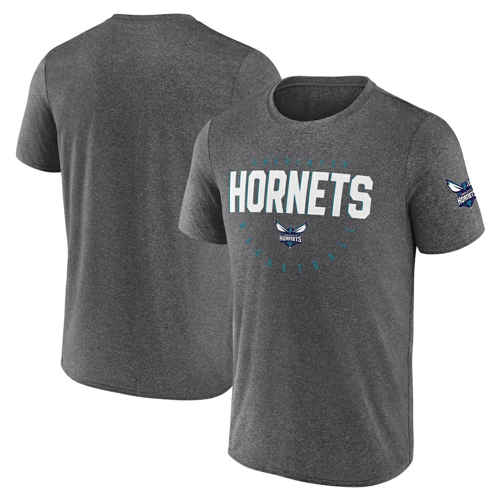 Charlotte Hornets Logo Athletic Block Practice Performance T-Shirt Heather Charcoal - NBA