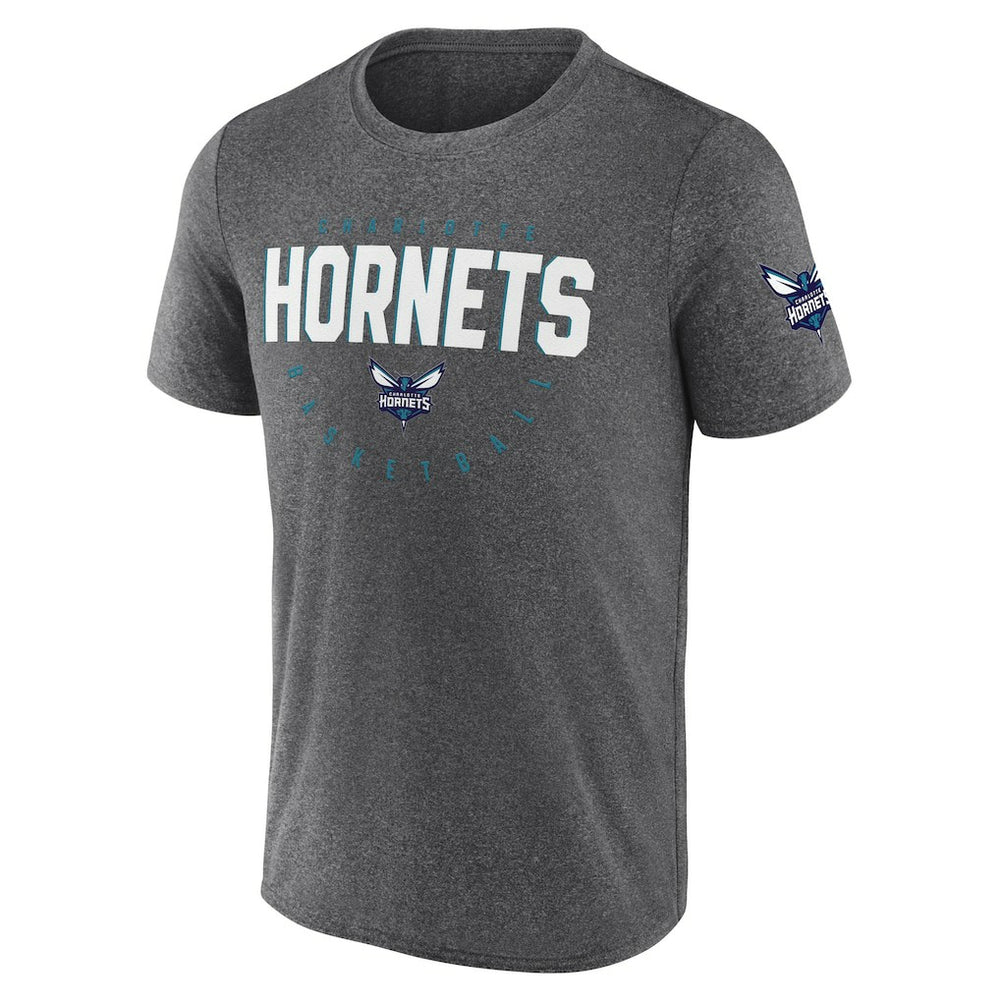 Charlotte Hornets Logo Athletic Block Practice Performance T-Shirt Heather Charcoal - NBA