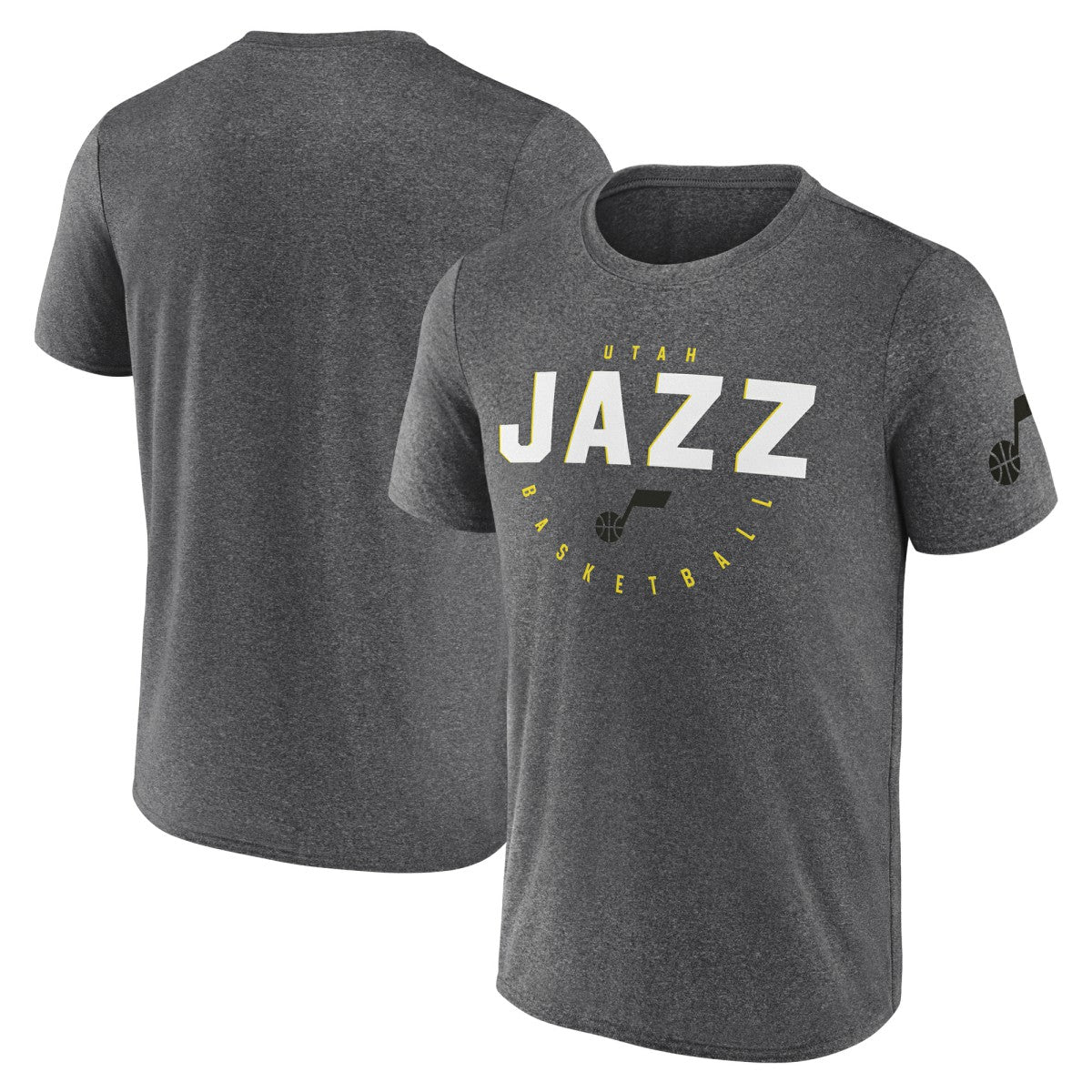 Utah Jazz Logo Athletic Block Practice Performance T-Shirt Heather Charcoal - NBA