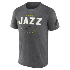 Utah Jazz Logo Athletic Block Practice Performance T-Shirt Heather Charcoal - NBA